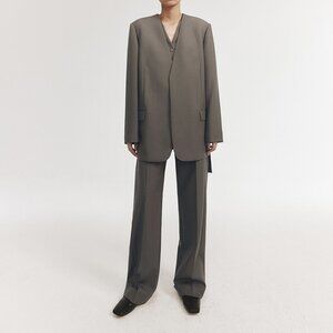 CHICJOC Classic Timeless Elephant Gray Wool Blazer Size 38